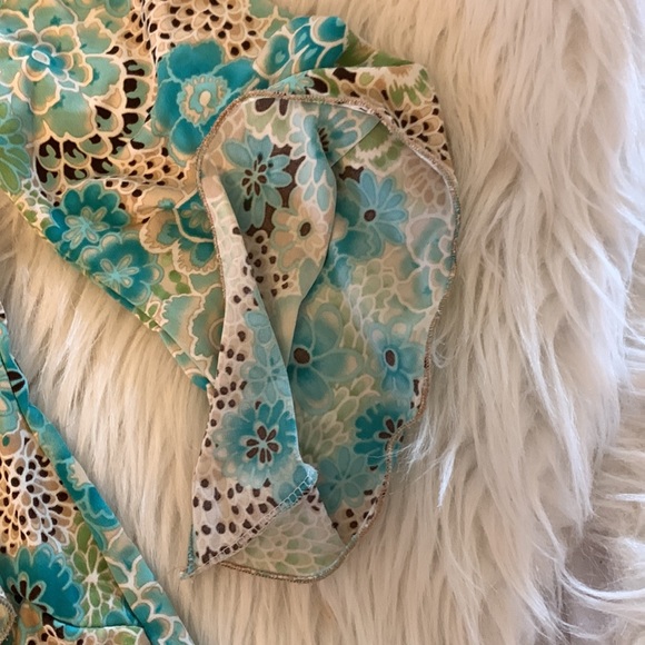 Saint Tropez West Top Groovy Silky Womens Small Floral Spring Hippie - Picture 8 of 8